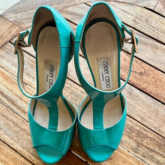 Jimmy Choo Shoes - Jimmy Choo Teal Used Heels Great Condition